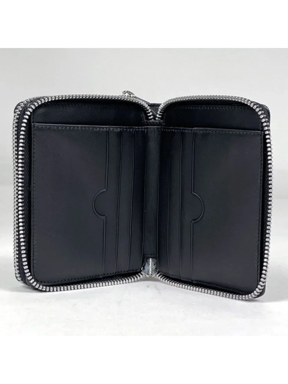 Loewe Anagram Zip Around Wallet Double Zipper Leather Black